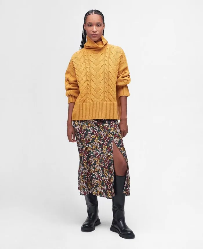 Woodlane Knitted Jumper Harvest Gold Women Barbour Jumpers