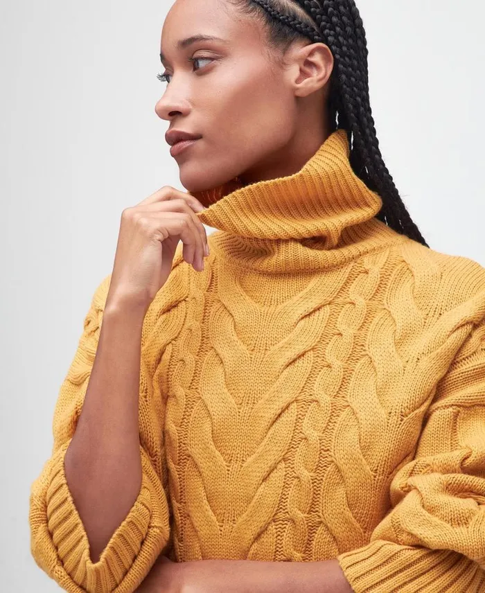 Woodlane Knitted Jumper Harvest Gold Women Barbour Jumpers
