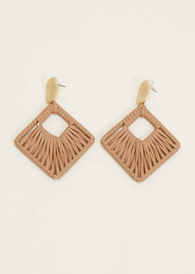 Woven Square Drop Earrings Putty Women Phase Eight Jewellery