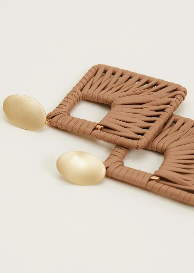 Woven Square Drop Earrings Putty Women Phase Eight Jewellery