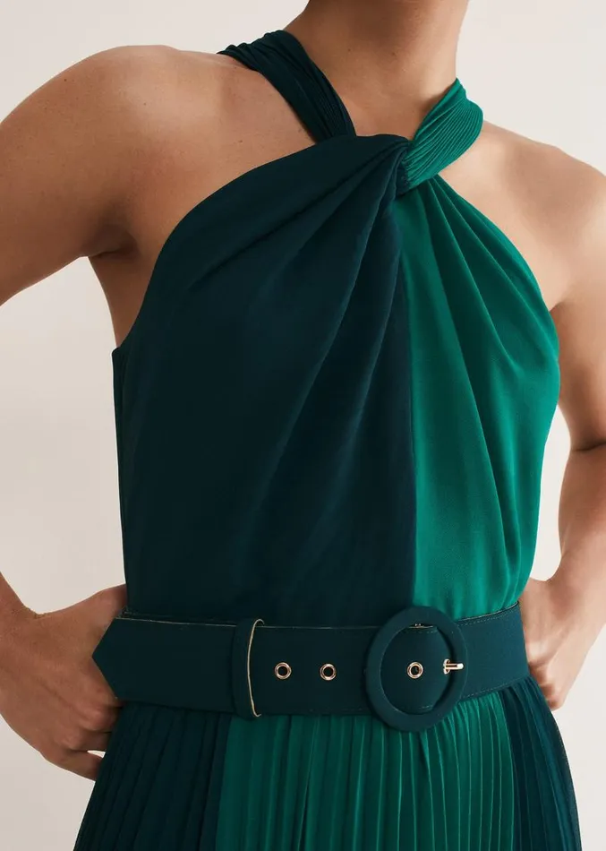 Xenia Pleated Midi Dress Bright Green Women Phase Eight Dresses