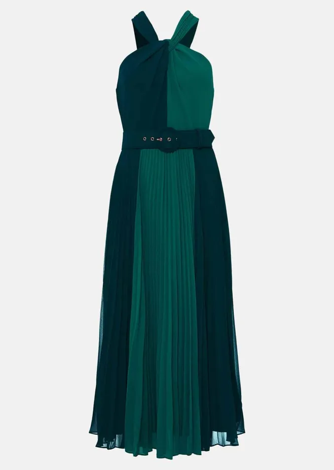 Xenia Pleated Midi Dress Bright Green Women Phase Eight Dresses