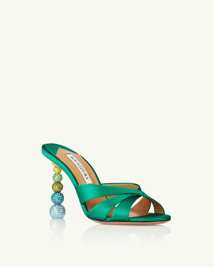 Yes Baby Mule 95 Green Women Aquazzura Slides and Mules