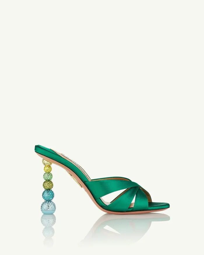 Yes Baby Mule 95 Green Women Aquazzura Slides and Mules Yes Baby Mule 95 Green Women Aquazzura Slides and Mules