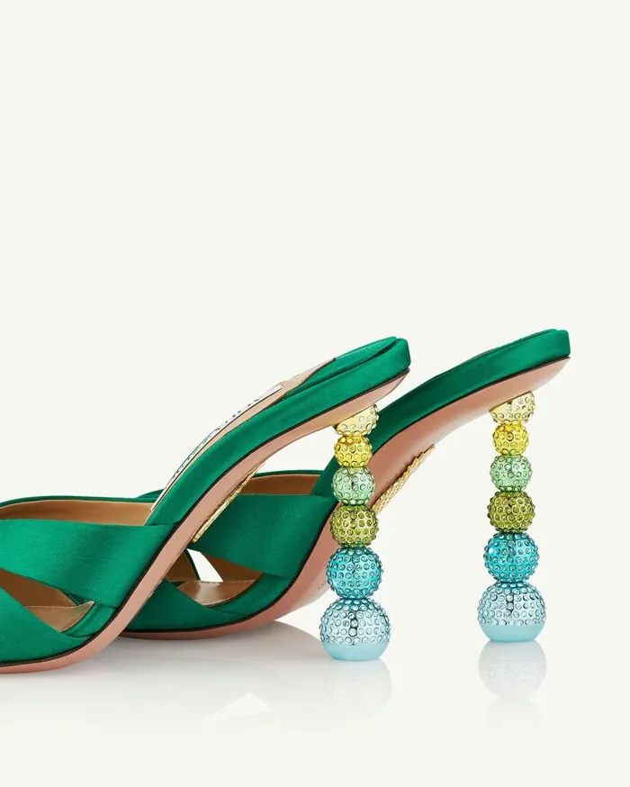 Yes Baby Mule 95 Green Women Aquazzura Slides and Mules Yes Baby Mule 95 Green Women Aquazzura Slides and Mules
