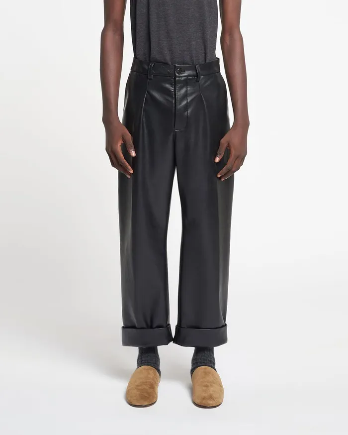 Zayden Regenerated Leather Tapered Pants Black Men Nanushka Pants