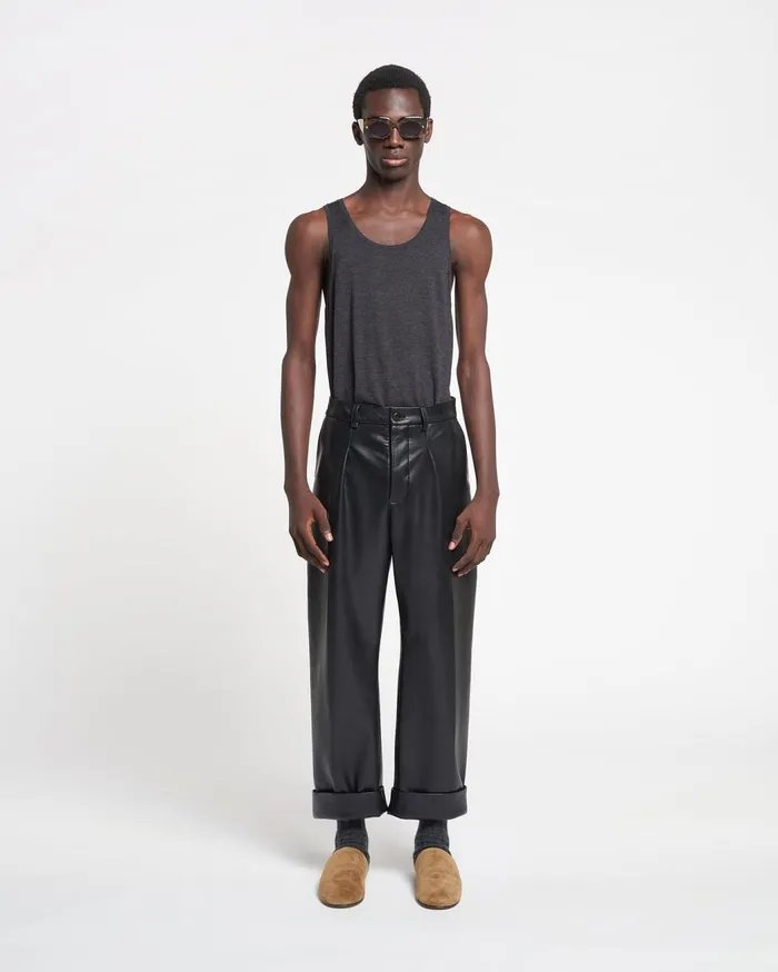 Zayden Regenerated Leather Tapered Pants Black Men Nanushka Pants
