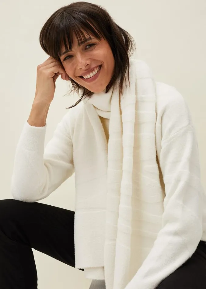 Zeny Zebra Jacquard Scarf Winter White Women Phase Eight Scarves