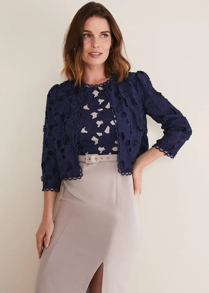Zita Lace Jacket Navy Women Phase Eight Jackets