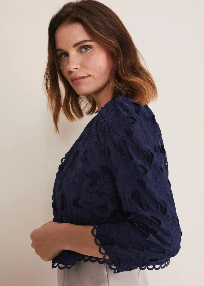 Zita Lace Jacket Navy Women Phase Eight Jackets