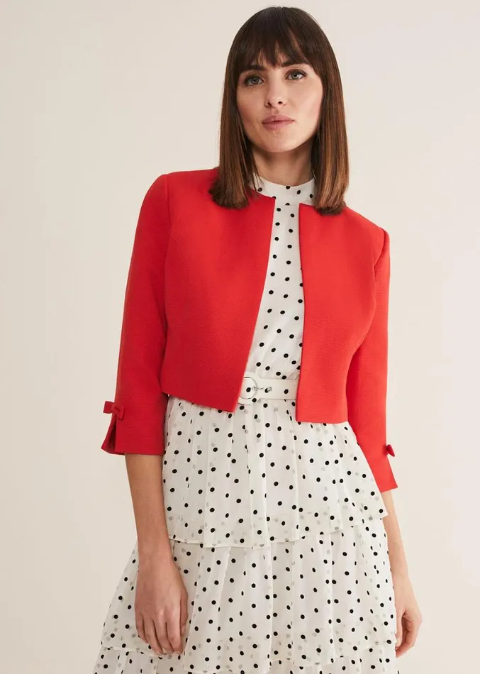 Zoele Bow Detail Jacket Red Women Phase Eight Jackets