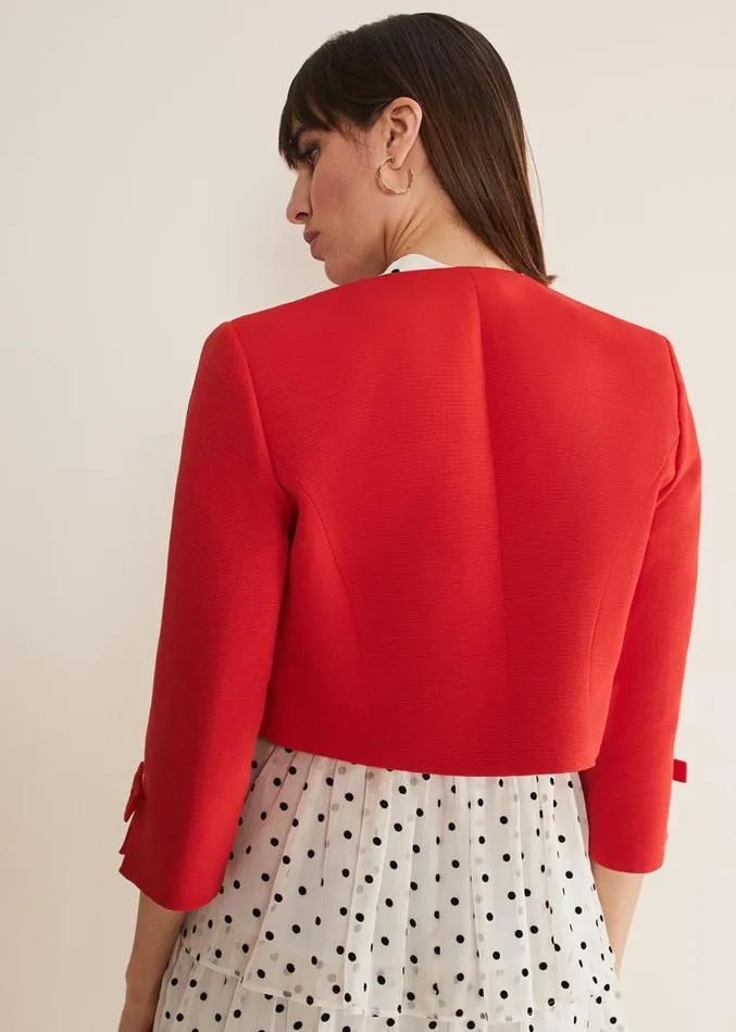 Zoele Bow Detail Jacket Red Women Phase Eight Jackets