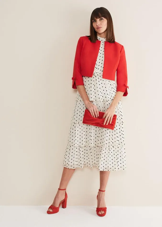 Zoele Bow Detail Jacket Red Women Phase Eight Jackets