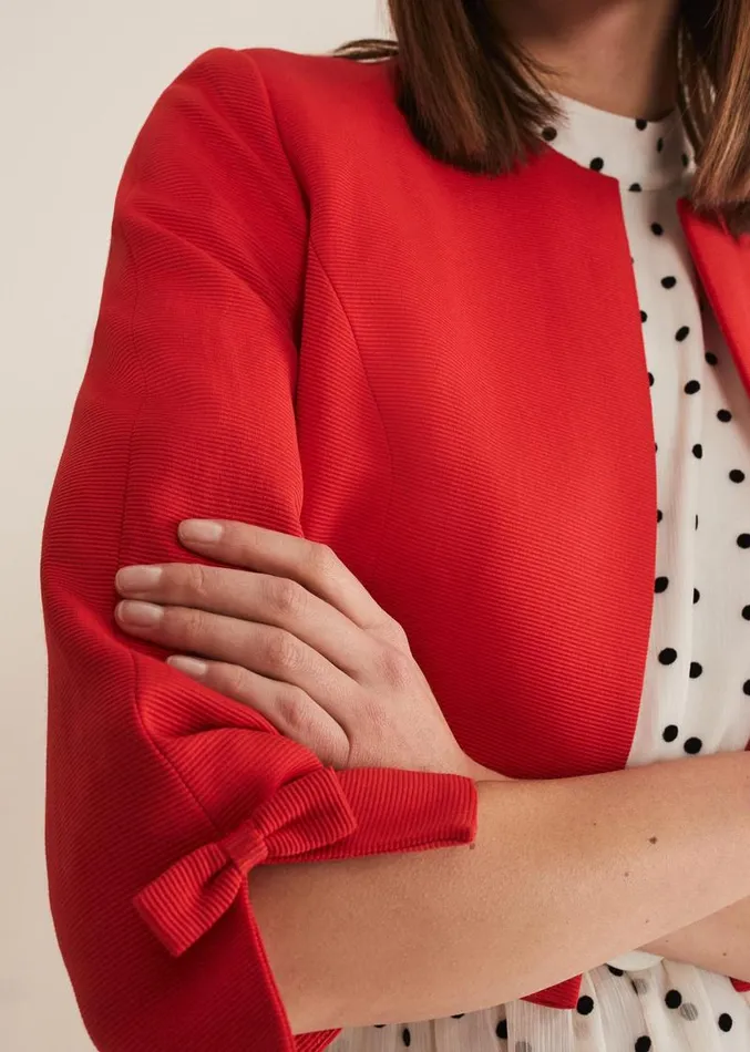 Zoele Bow Detail Jacket Red Women Phase Eight Jackets