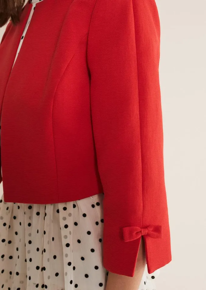 Zoele Bow Detail Jacket Red Women Phase Eight Jackets